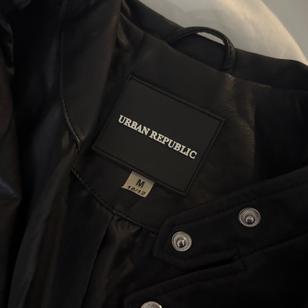 Urban Republic Black Leather Jacket with Silver Accents - Picture 3 of 3